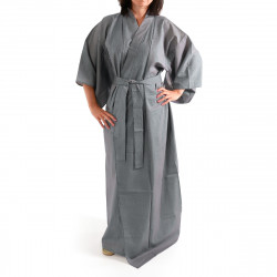 Yukata Japonés Kimono Azul Gris Algodón, 976W, rasguño