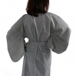 Japanese traditional blue navy grey cotton yukata kimono stripe for ladies