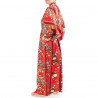 kimono giapponese yukata in cotone rosso, KIKU, mamme