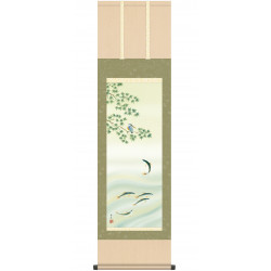 Japanese kakemono kakejiku, fish and kingfisher - SAKANA