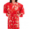 Japanese traditional red cotton yukata kimono cherry blossoms and butterfly for ladies