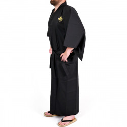 japanischer Herren yukata Kimono - schwarz, CHÔJU,  Kanji-Langlebigkeit