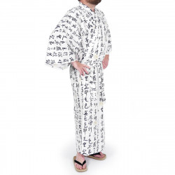 japanischer Herren yukata Kimono – weißer, HANNYA, Sutra