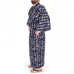 japanischer herren blauer Yukata – Kimono, HANNYA, Sutra