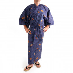 japanischer herren blauer Yukata – Kimono, DIAMOND, Diamanten und Kanji