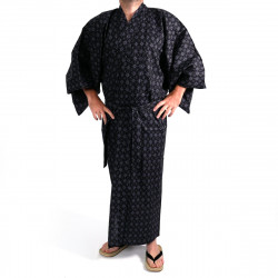 Kimono yukata japonés en algodón negro, MOYOU, diamante