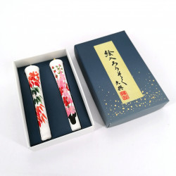 Set of two Japanese hand painted white candles, SHIRO KYANDORU