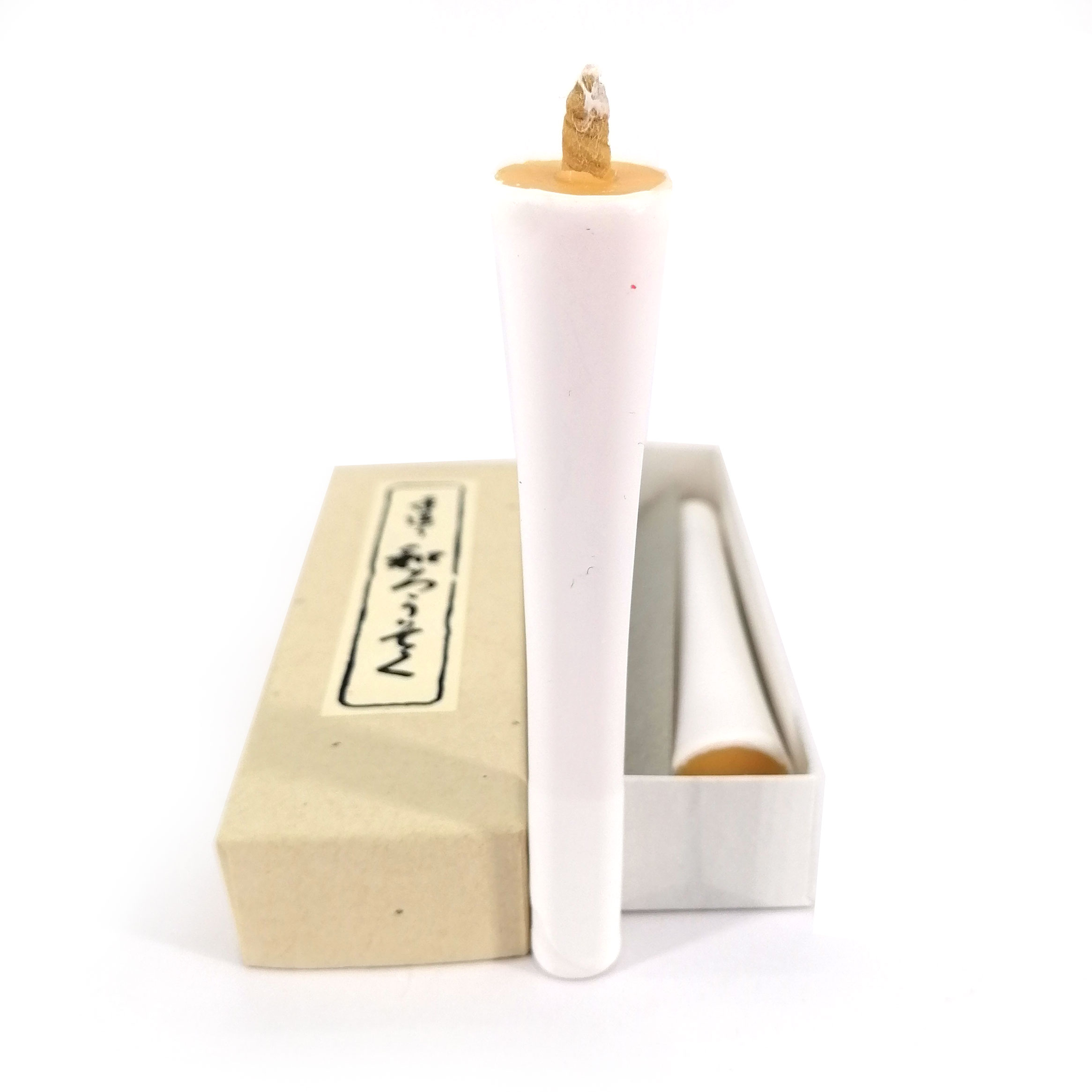 Set of two Japanese white candles, SHIRO KYANDORU