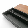 Japanese cast iron double compartment incense holder, GENJIKOU wooden cover, black