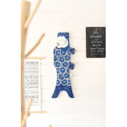 Koi carp-shaped windsock with shibori pattern, KOINOBORI SHIBORI