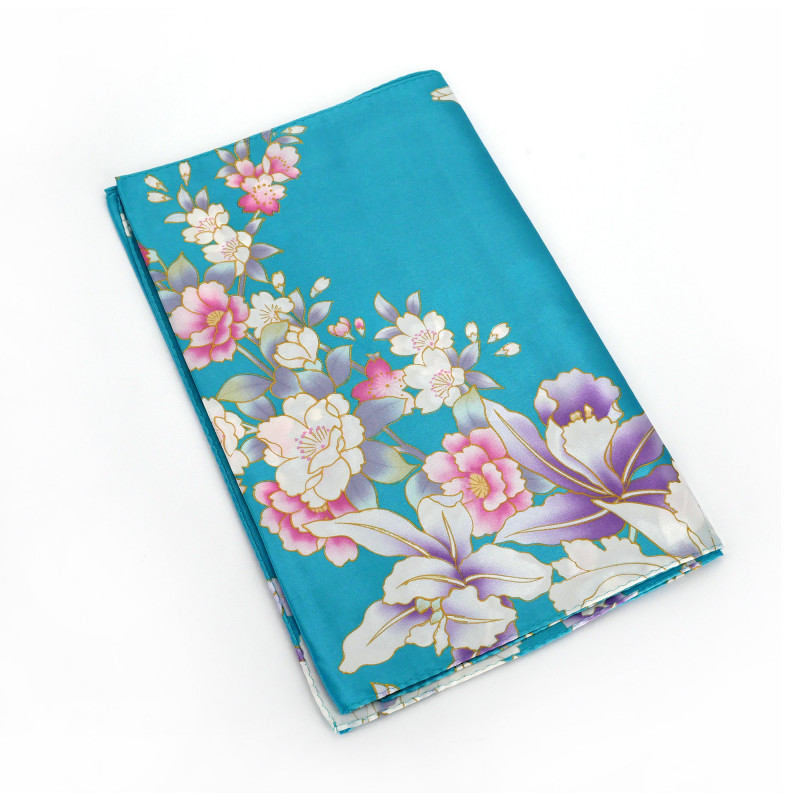 Japanese silk scarf with orchid pattern, RAN, color of your choice