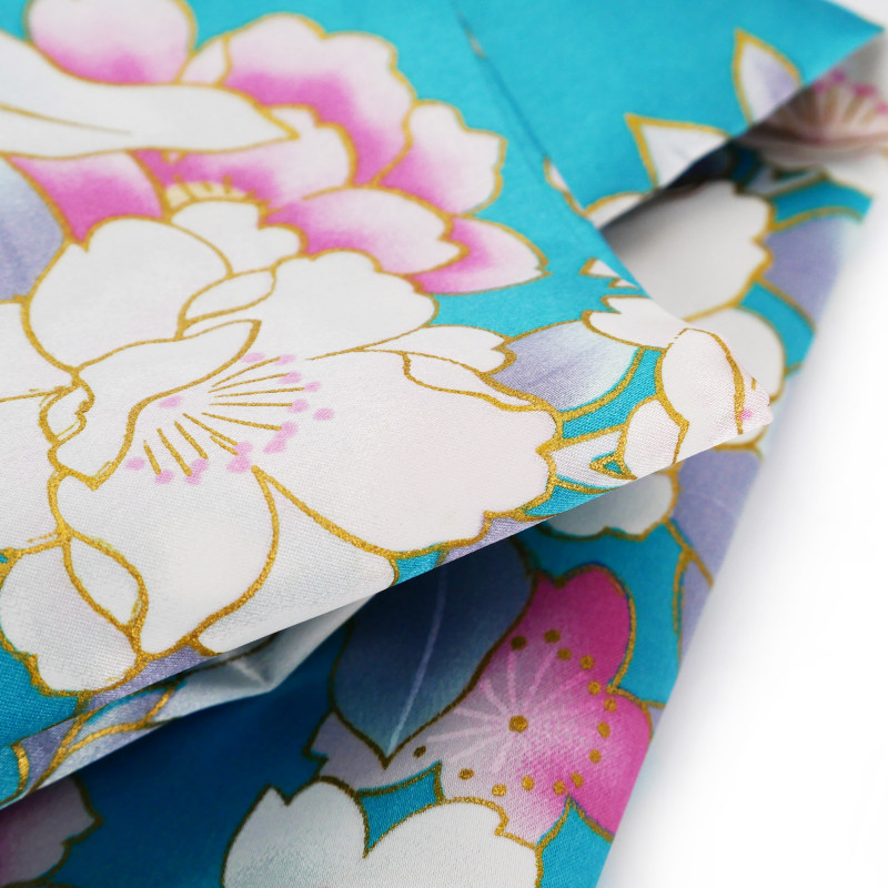 Japanese silk scarf with orchid pattern, RAN, color of your choice