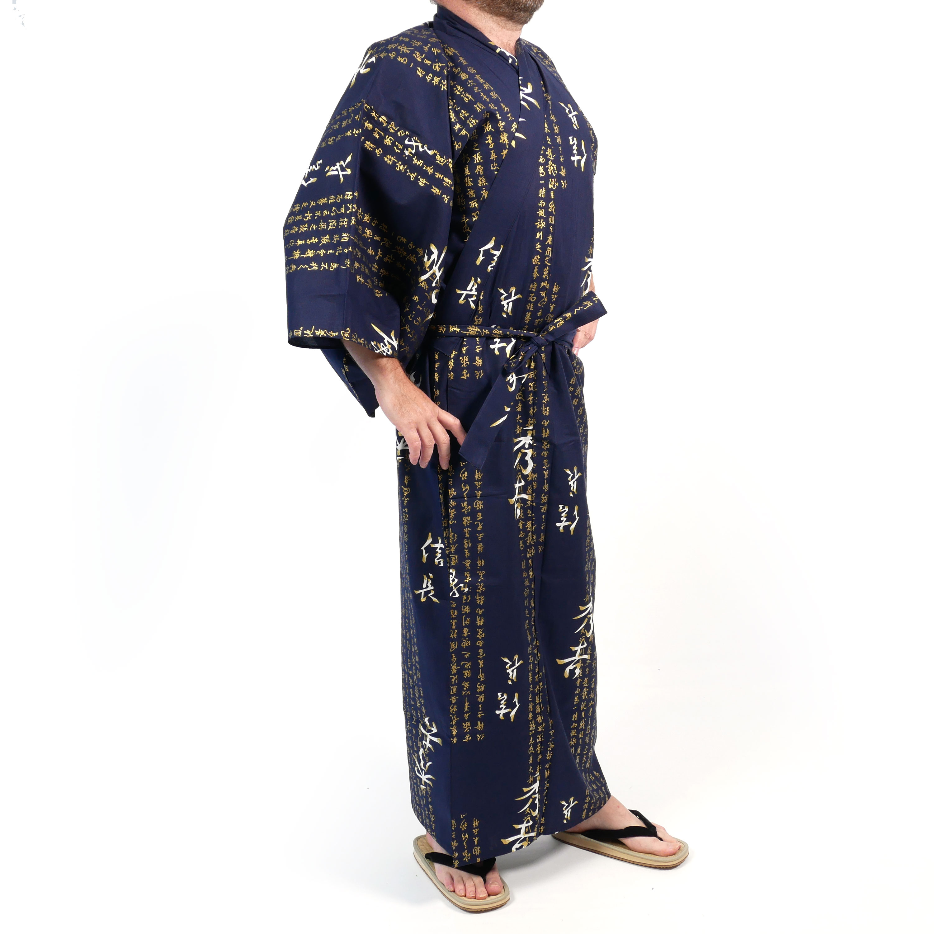Theirs guidance Best Kimono tradizionale giapponese in cotone blu yukata generale hideyoshi  kanji per uomo