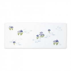 Asciugamano piccolo in cotone giapponese con motivo iris blu, AOI KOSAI, 34 x 88 cm