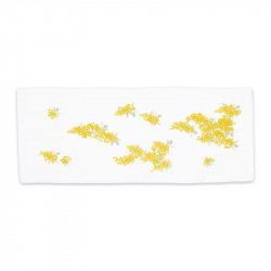 Asciugamano piccolo in cotone giapponese con motivo mimosa gialla, MIMOZA, 34 x 88 cm