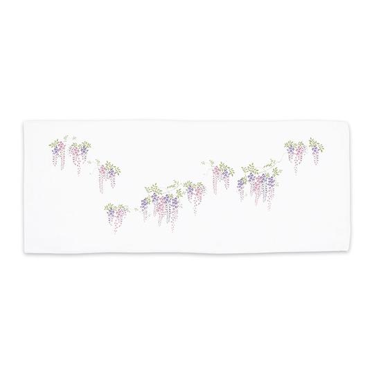 Toalla japonesa pequeña de algodón con estampado de glicinias violetas,  FUJI MURASAKI, 34 x 88 cm