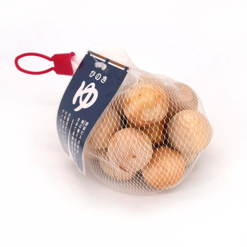 Sachet de 15 boules assainissantes japonaises en cyprès, HINOKI, 3 cm