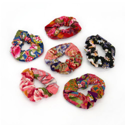 Cotton hair scrunchie, HANA KAMI, floral patterns