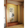 Handbemalte beige Hanf Gobelin Gott des Windes und des Blitzes Muster, FUJIN RAIJIN, 60x120cm