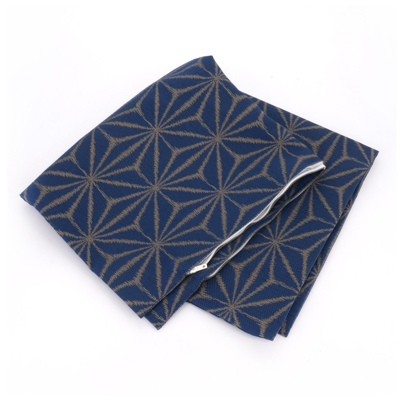 Zabuton blue cushion cover with Japanese stars pattern, ZABUTON ASANOHA, 58x62 cm