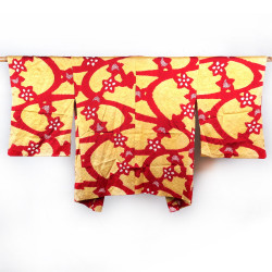 Haori giapponese vintage in giallo e rosso, motivo shibori, SHIBORI GARA