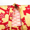 Vintage japanischer Haori in gelb und rot, Shibori-Muster, SHIBORI GARA