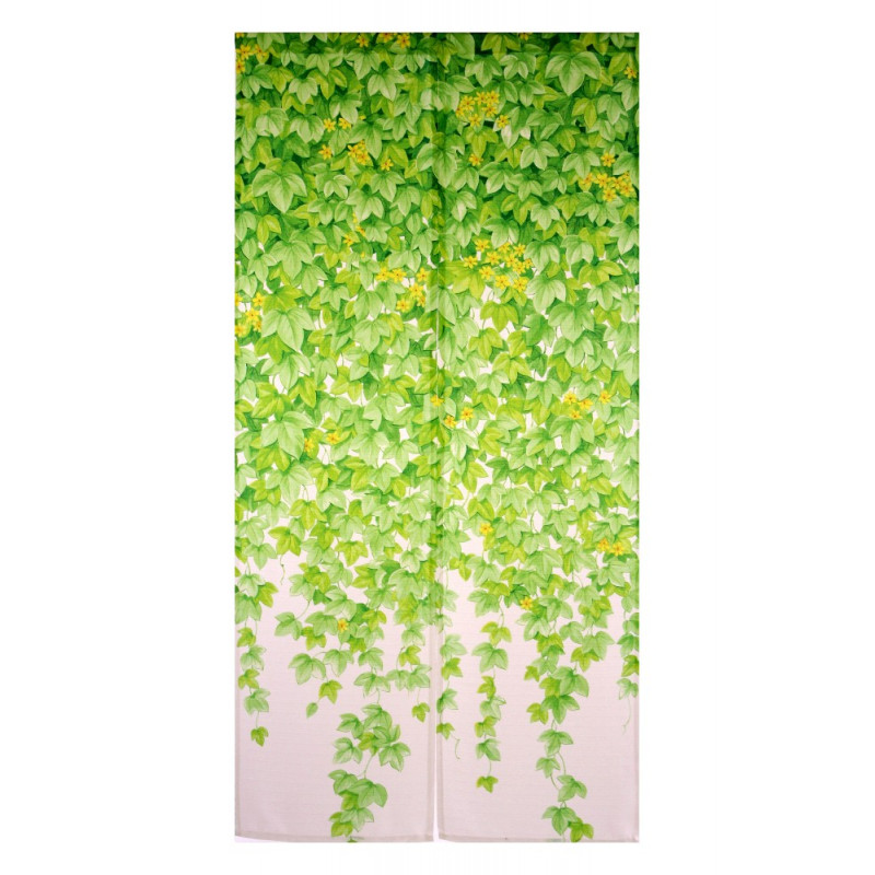 Japanese noren curtain in polyester ivy foliage 85 x 170cm, TSUTANOHA