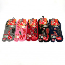 Japanese tabi cotton socks with Japanese pattern and flowers, JAPANHANA, color of your choice, 22 - 25cm