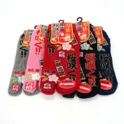 Japanese tabi cotton socks with Japanese pattern and flowers, JAPANHANA, color of your choice, 22 - 25cm