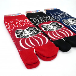 Japanese cotton tabi socks, Daruma pattern, color of your choice, 25-28 cm