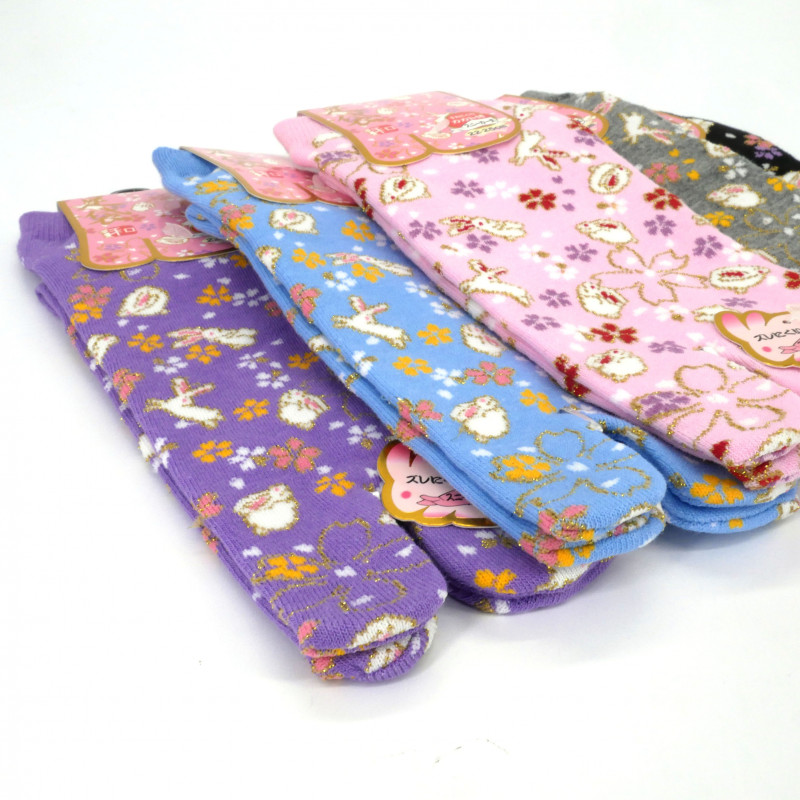 Calzini tabi in cotone giapponese con motivo coniglio, USAGI, colore a scelta, 22 - 25 cm