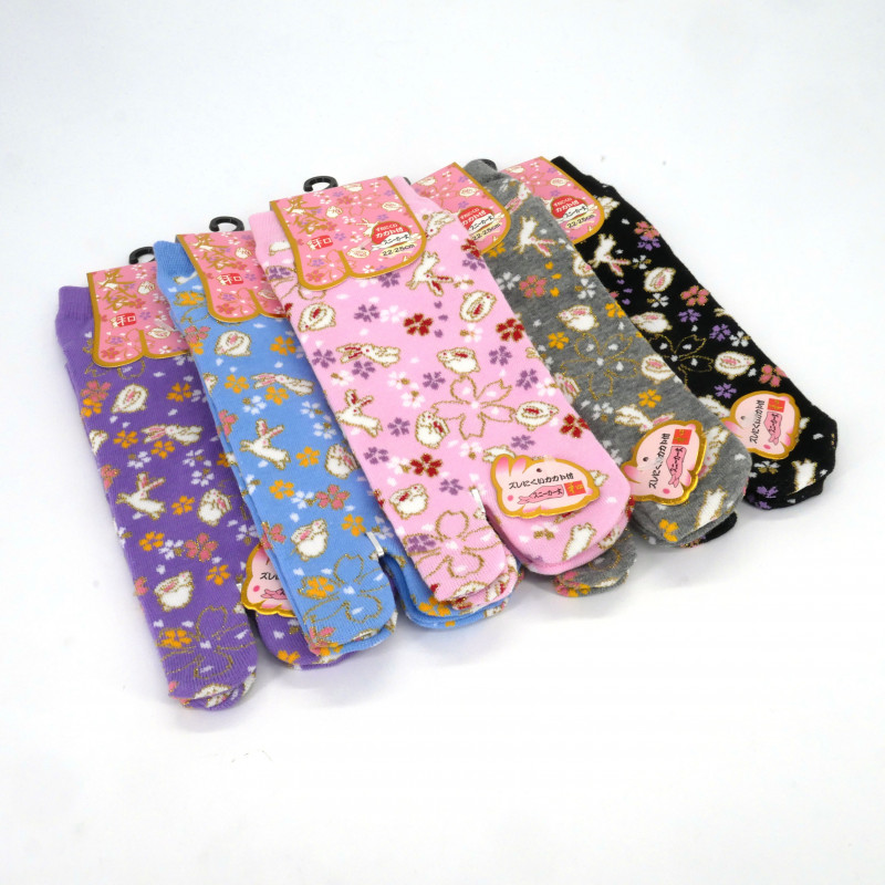 Calzini tabi in cotone giapponese con motivo coniglio, USAGI, colore a scelta, 22 - 25 cm