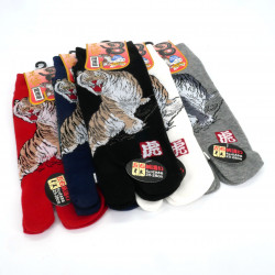 Japanische Tabi-Socken aus Baumwolle, Tiger und Schlange, TORA HEBI, Farbe nach Wahl, 25-28 cm