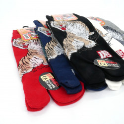 Japanische Tabi-Socken aus Baumwolle, Tiger und Schlange, TORA HEBI, Farbe nach Wahl, 25-28 cm