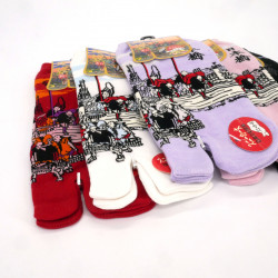 Japanese tabi socks in cotton with everyday life pattern, SEIKATSU, color of your choice, 22 - 25cm