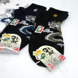 Japanese dragon pattern cotton socks with embroidery, FURIKU, color of your choice, 25-27 cm