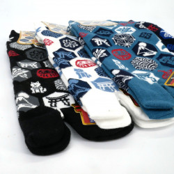 Japanische Tabi-Socken aus Baumwolle mit japanischen Mustern, BAKUZEN, Farbe nach Wahl, 25 - 28cm