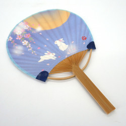 Small non-folding Japanese fan uchiwa, USAGI, rabbit