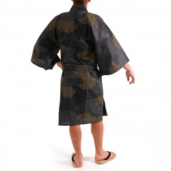 japanischer herren schwarzer happi kimono, KUMO, Wolken