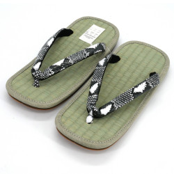 Paar japanische Zori-Sandalen, Schlangenmuster, HEBI