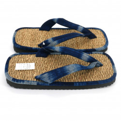 Paar japanische Sandalen Zori Seegras, INDIGO