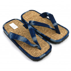 Paar japanische Sandalen Zori Seegras, INDIGO