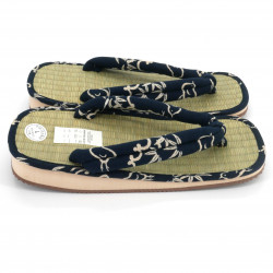 par de sandalias japonesas - Zori paja goza para los hombres, TAKE 027, azul