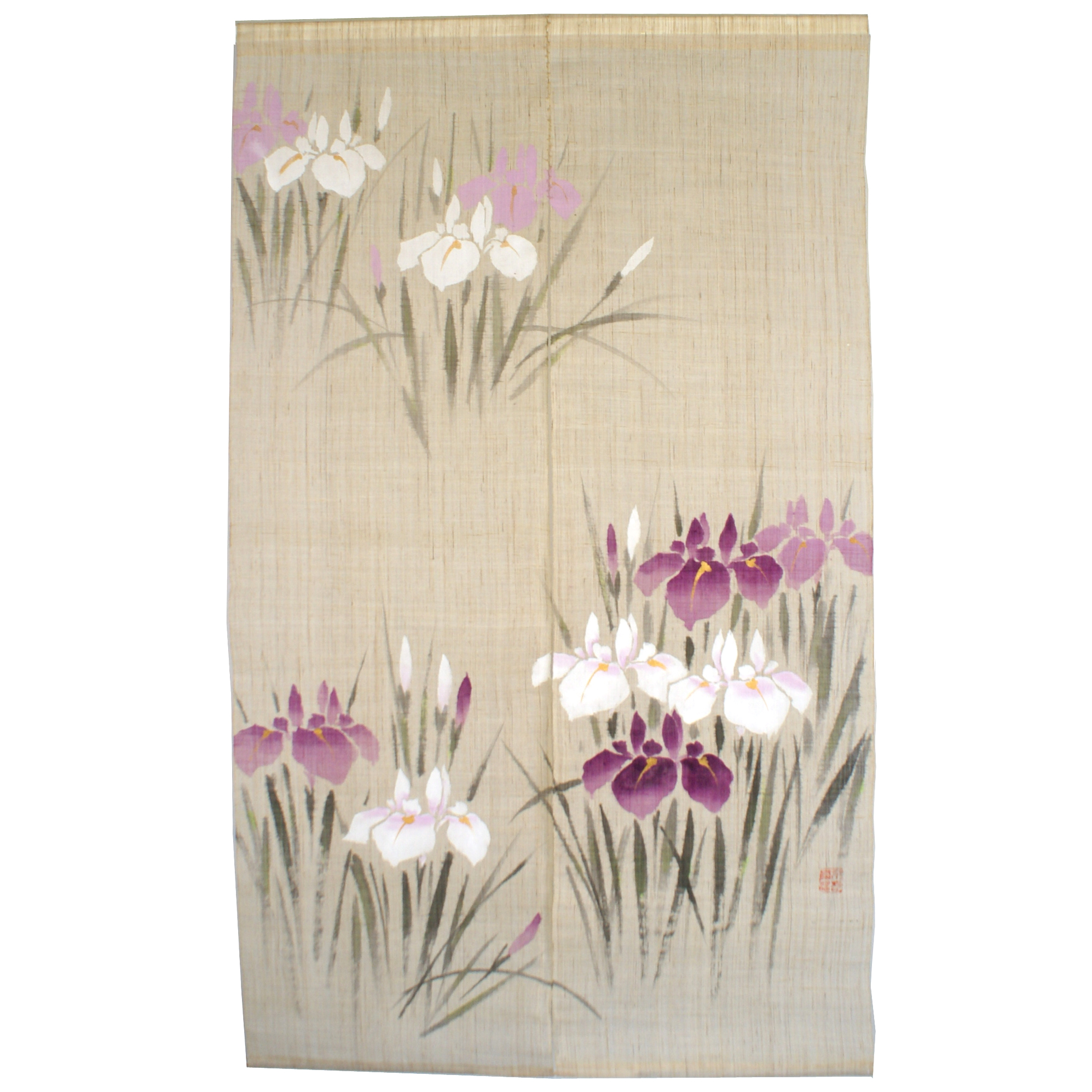 Tenda giapponese noren in lino beige, iris, SHAGA