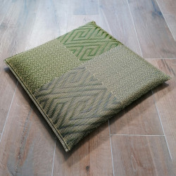 Square pattern rice straw mat cushion - Heihō 55x55cm