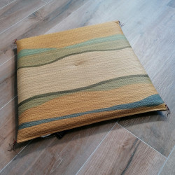 Square pattern rice straw mat cushion - Heihō 55x55cm