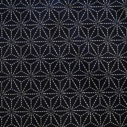 Tessuto di cotone giapponese blu molto scuro, motivo asanoha, ASANOHA, made in Japan larghezza 112 cm x 1m