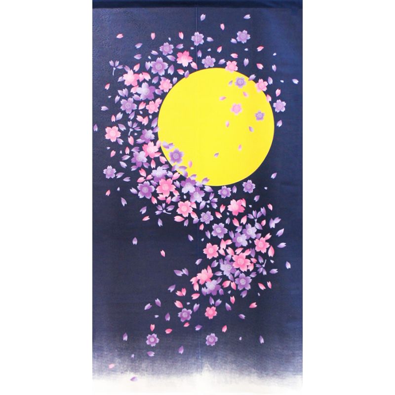 Japanese Noren polyester curtain, TSUKI NO SAKURA