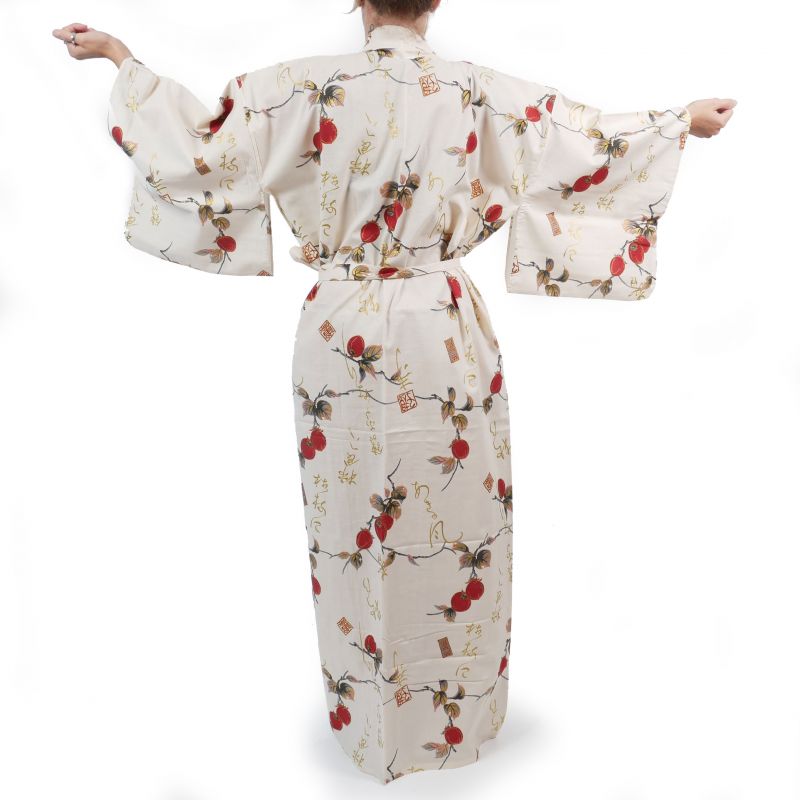 Kimono blanc en coton pour femme - KAKI