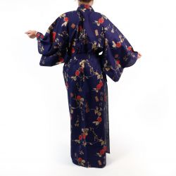 Kimono bleu en coton pour femme - KAKI